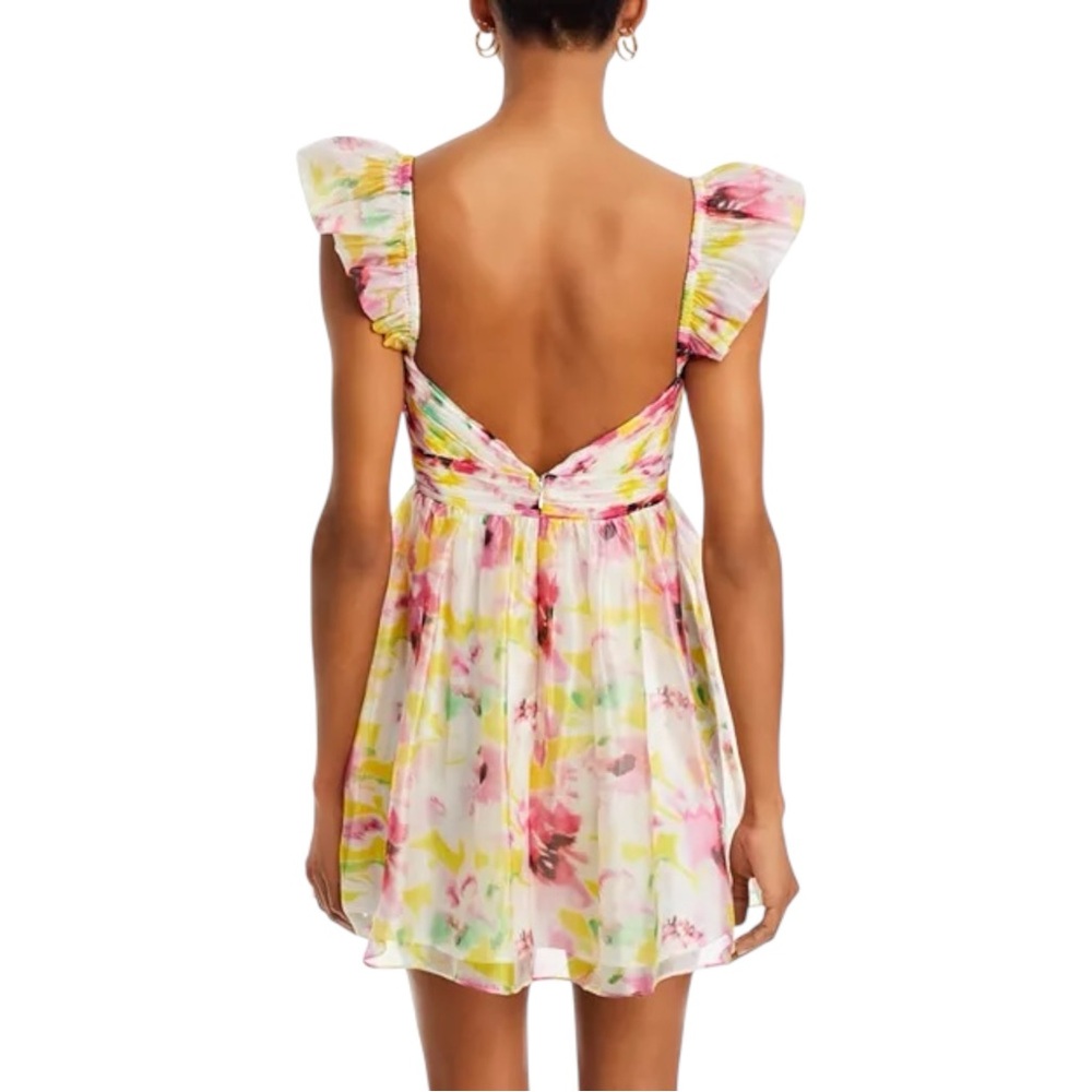 NWOT AQUA Watercolor Flutter Sleeve Mini Dress - Bloomingdale’s Exclusive - Picture 2 of 7